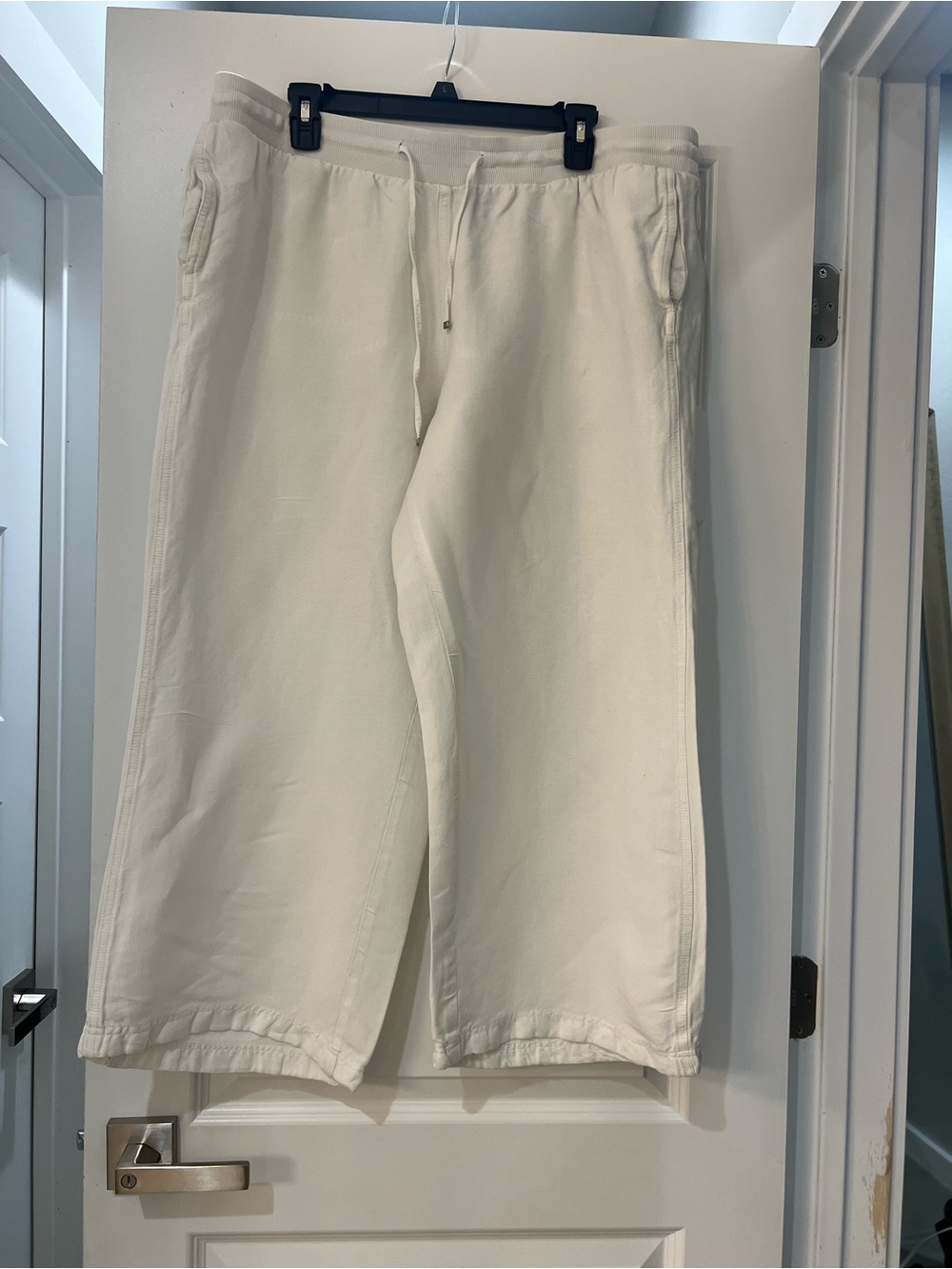 Lane Bryant Women’s 18/20 White Linen Blend Wide Leg Drawstring Pants